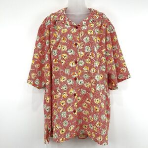 A Personal Touch Top Women's 4X Floral AOP NWT VTG Tunic Button Up Loose USA‎